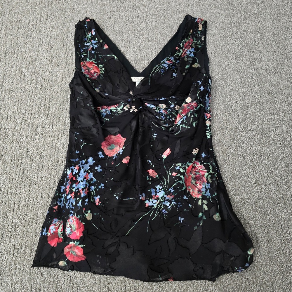 Vintage Y2K Intuitions Black Floral Burnout Babydoll Top 6 Whimsigoth